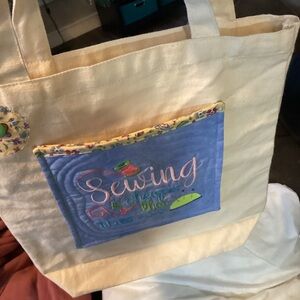Charming Cream Tote with Embroidered Patch